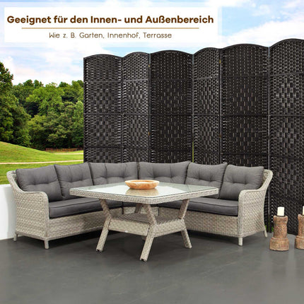 6-Panel Black Room Divider, Paper Fiber & Poplar Frame