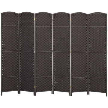6-Panel Folding Room Divider, Brown, Polypropylene