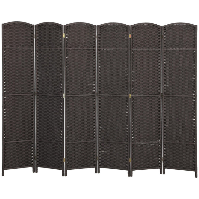 6-Panel Folding Room Divider, Brown, Polypropylene
