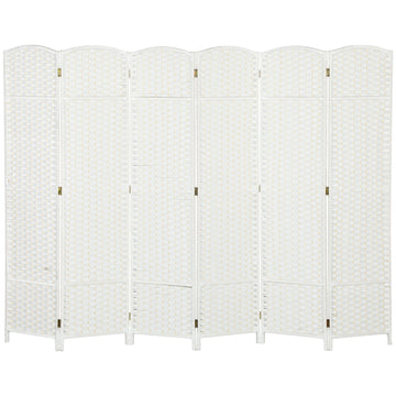 6-Panel Folding Room Divider, White Polypropylene