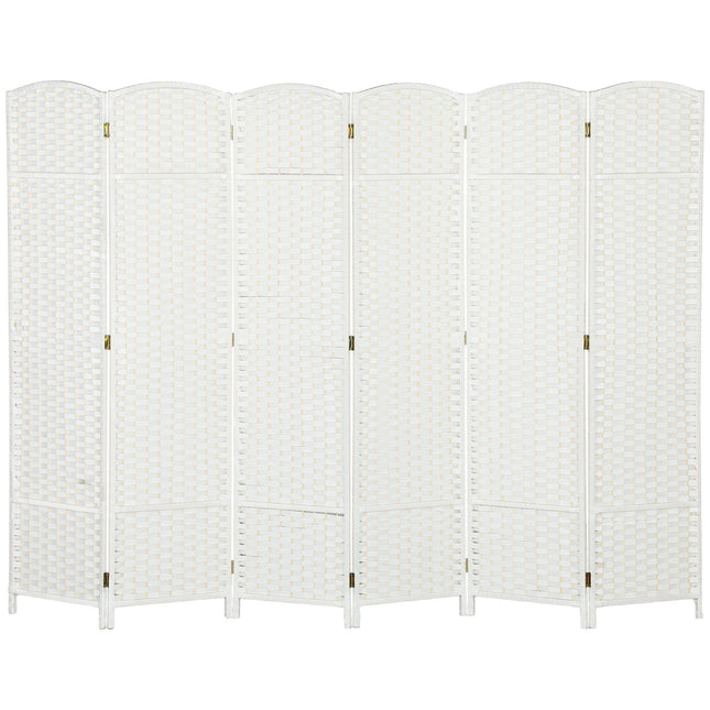 6-Panel Folding Room Divider, White Polypropylene