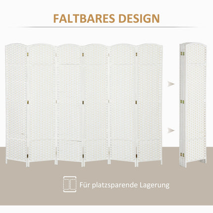 6-Panel Folding Room Divider, White Polypropylene