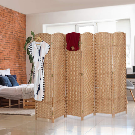 6-Panel Natural Folding Room Divider