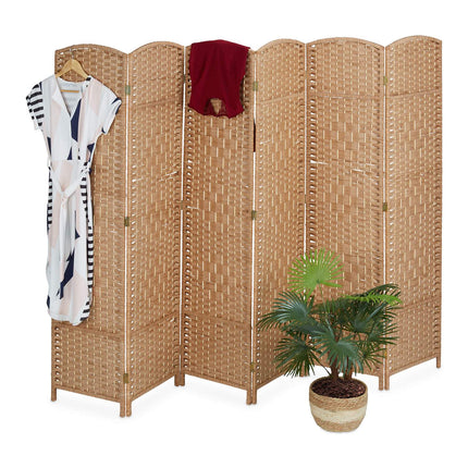 6-Panel Natural Folding Room Divider