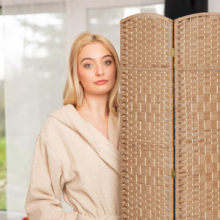6-Panel Natural Folding Room Divider