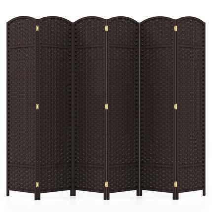 6-Panel Room Divider, Handwoven Texture, Solid Wood Frame