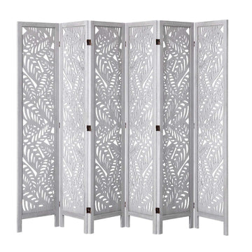 6-Panel Wood Room Divider, 66.9 in Folding Privacy Screen