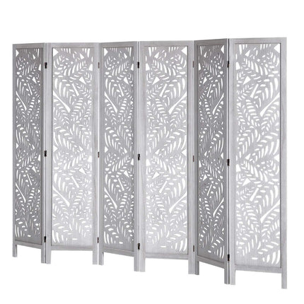 6-Panel Wood Room Divider, 66.9 in Folding Privacy Screen