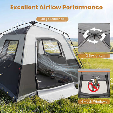 6-Person Instant Cabin Tent with Rainfly – Orange/Gray