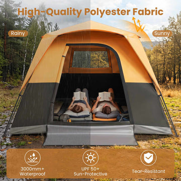 6-Person Instant Cabin Tent with Rainfly and Carry Bag