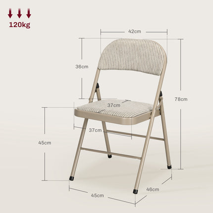 6-Piece Folding Chairs Set, Steel Frame, Linen Look, Beige