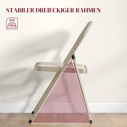 6-Piece Folding Chairs Set, Steel Frame, Linen Look, Beige