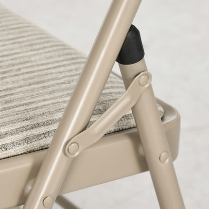6-Piece Folding Chairs Set, Steel Frame, Linen Look, Beige