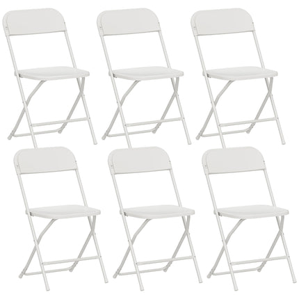 6-Piece Folding Chairs, White, Steel Frame, Drain Holes