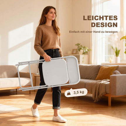 6-Piece Folding Chairs, White, Steel Frame, Drain Holes