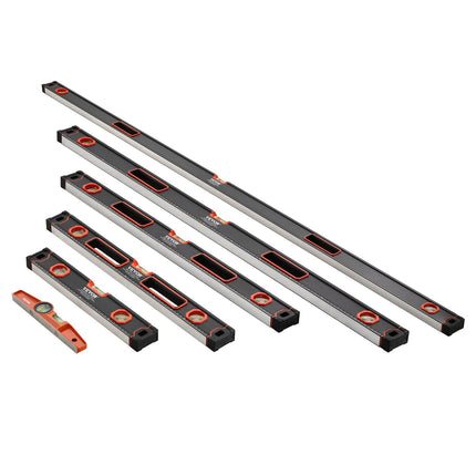 6-Piece Magnetic Level Set, Aluminum, 10–78 Inch