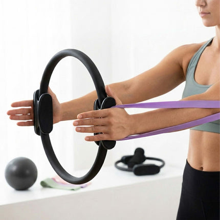 6-Piece Pilates Set: Ring, Ball, Bands – Black
