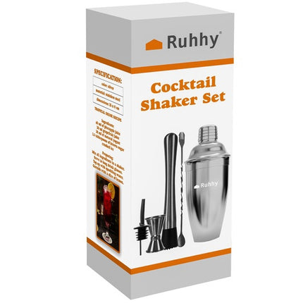 6-Piece Stainless Steel Bartender Set with 700ml Shaker