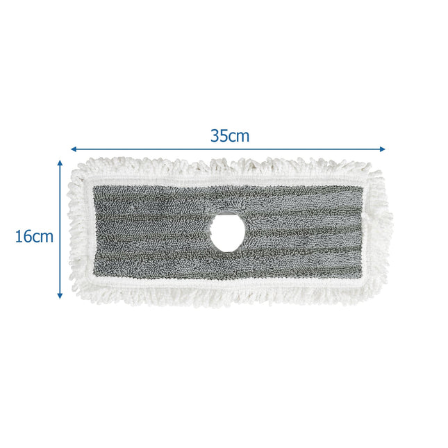 6-delige, wasbare dweilkoppenset, 35x16 cm, grijs