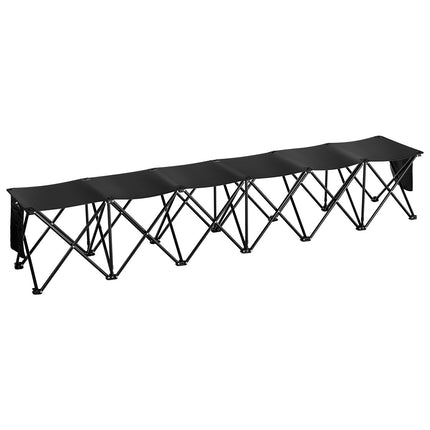 6-Seat Portable Folding Bench, Side Pockets, Carry Bag, Black