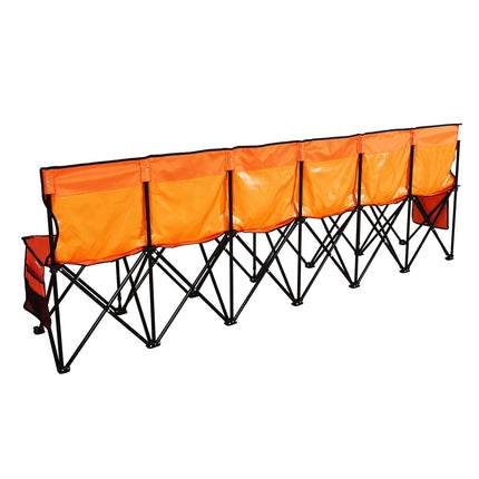 6-Seat Portable Folding Sports Bench, Backrest, Carry Bag