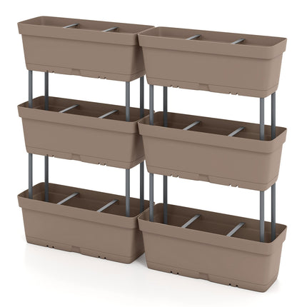 6 Stackable Planters with Drainage, 49 cm, Grey