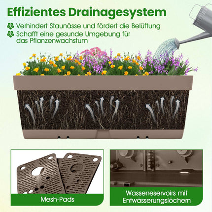 6 Stackable Planters with Drainage, 49 cm, Grey