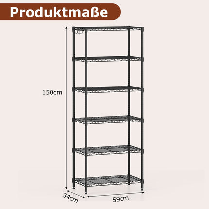 6-Tier Adjustable Metal Storage Shelf – Heavy Duty
