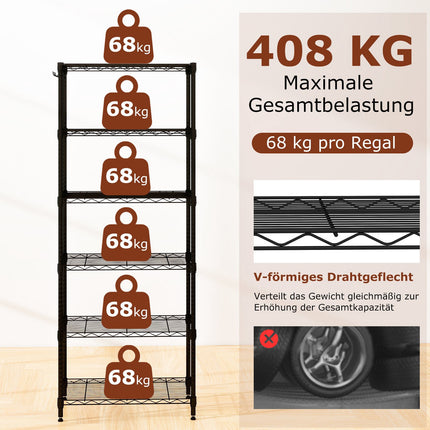 6-Tier Adjustable Metal Storage Shelf – Heavy Duty