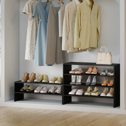 6-Tier Black Shoe Rack with Anti-Tipping Device