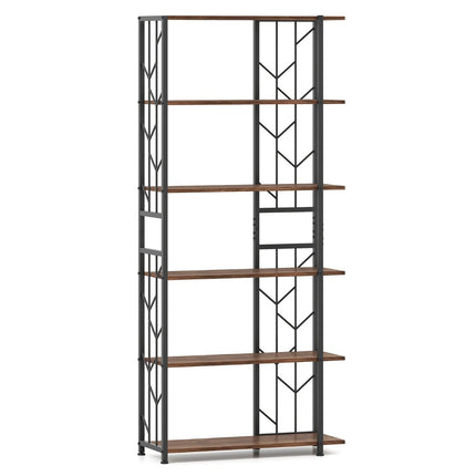 6-Tier Bookshelf with Metal Frame, 80 x 31 x 180 cm, Brown