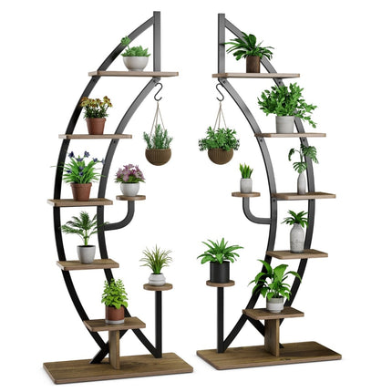 6-Tier Metal Plant Stand, Half-Moon Design, 2-Pack