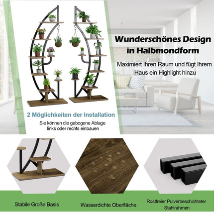 6-Tier Metal Plant Stand, Half-Moon Design, 2-Pack
