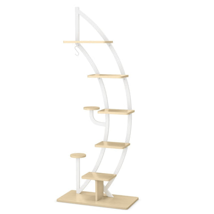 6-Tier Metal Plant Stand Set with Hooks, White