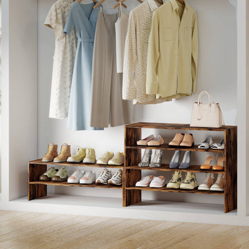 6-Tier Rustic Brown Shoe Rack with Anti-Tipping Device