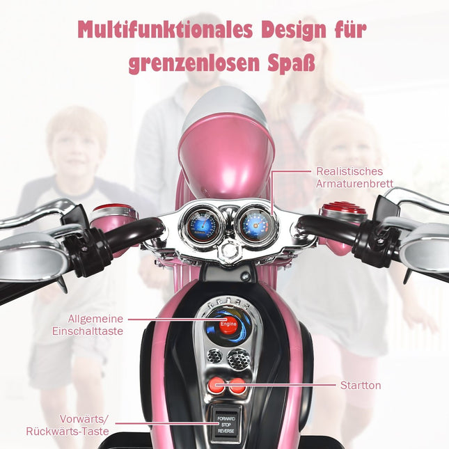6 V Electric Motorcycle Battery Operated Motorcycle with Music 91 x 48 x 64cm Pink