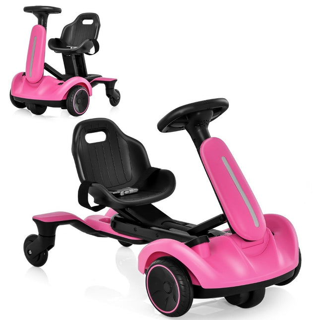 6V Gokart Electric Drift Car for Children Electric Gokart with 2-Way Adjustable Seat Pink