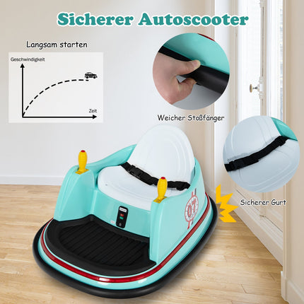 6V Kids Bumper Car with Remote & 360 Rotation, Green