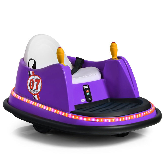 6V Kids Electric Bumper Car with Lights & Music, Purple