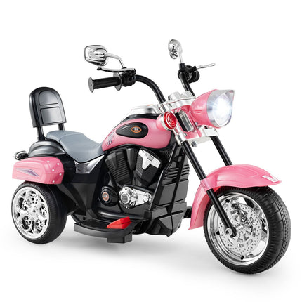 6V Kids Electric Motorcycle, Pink, Adjustable Lights & Sound