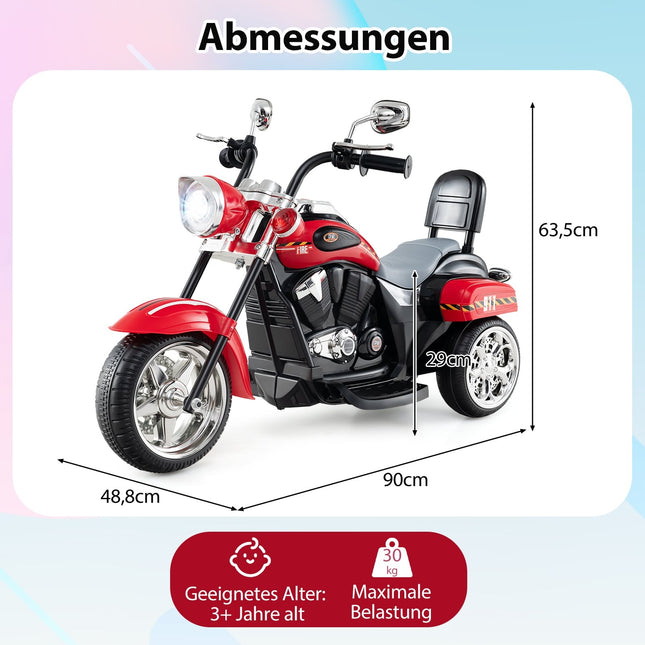 6V Kids Electric Motorcycle with Lights & Sound, Red