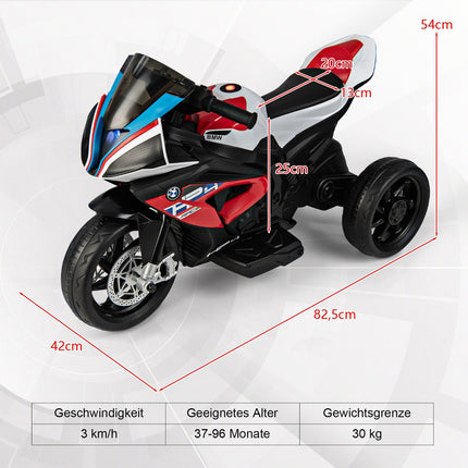 6V Kids Electric Motorcycle with Music, Headlight, 3-Wheel, Red