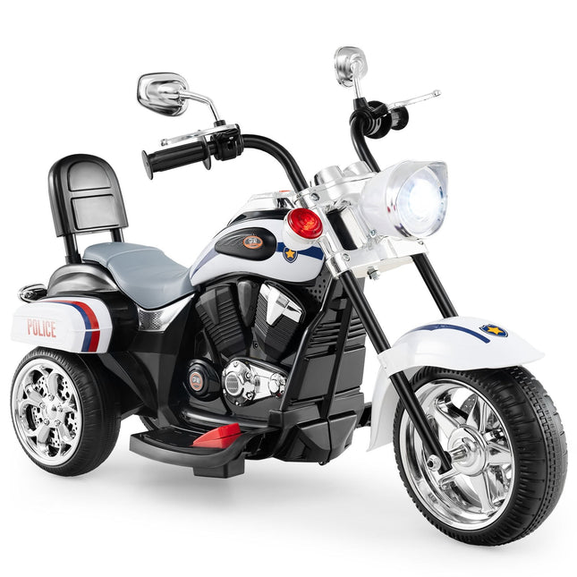 6V Kids Electric Police Motorcycle, Adjustable Lights & Sound
