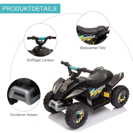 6V Kids Electric Quad Bike, Black, Ages 1.5-3, 20kg Limit