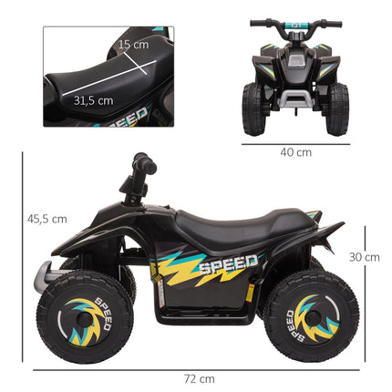 6V Kids Electric Quad Bike, Black, Ages 1.5-3, 20kg Limit