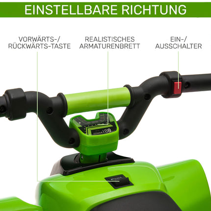 6V Kids Electric Quad Bike, Green – Ages 1.5-3, Up to 20kg