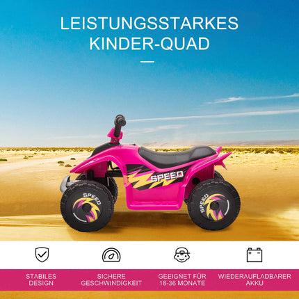 6V Kids Electric Quad Bike, Pink, Ages 1.5-3, Up to 20kg