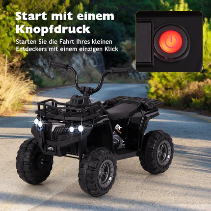 6V Kids Electric Quad with MP3 & LED Lights, Black