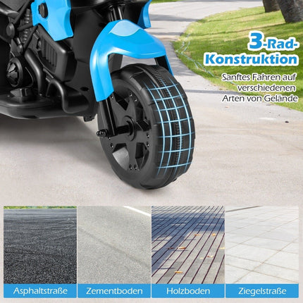 6V Kids Electric Ride-On Motorcycle, 3-Wheel, LED Lights