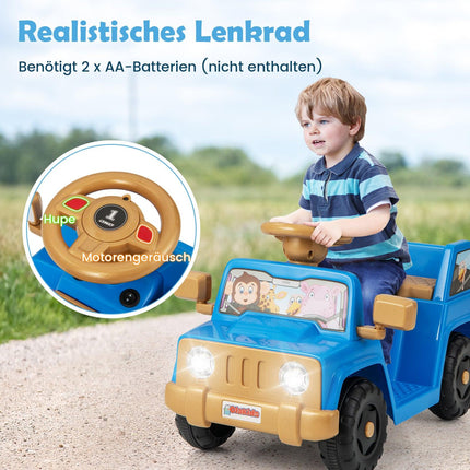 6V Kids Ride-On Car with Sound Effects, Blue